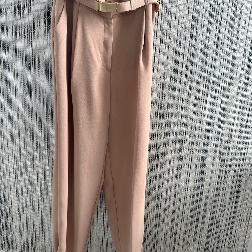 Chic Tan Pleated Trousers